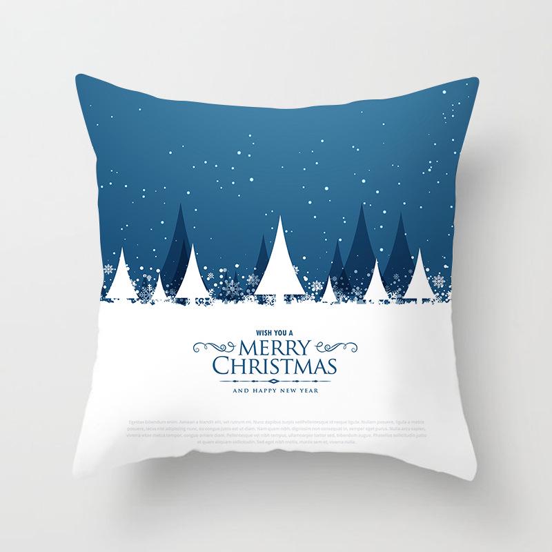 Domácí dekorace vánoční modrá sněhová vločka veselé vánoce santa tisk polyester povlak na polštář povlak na polštář funda de almohada