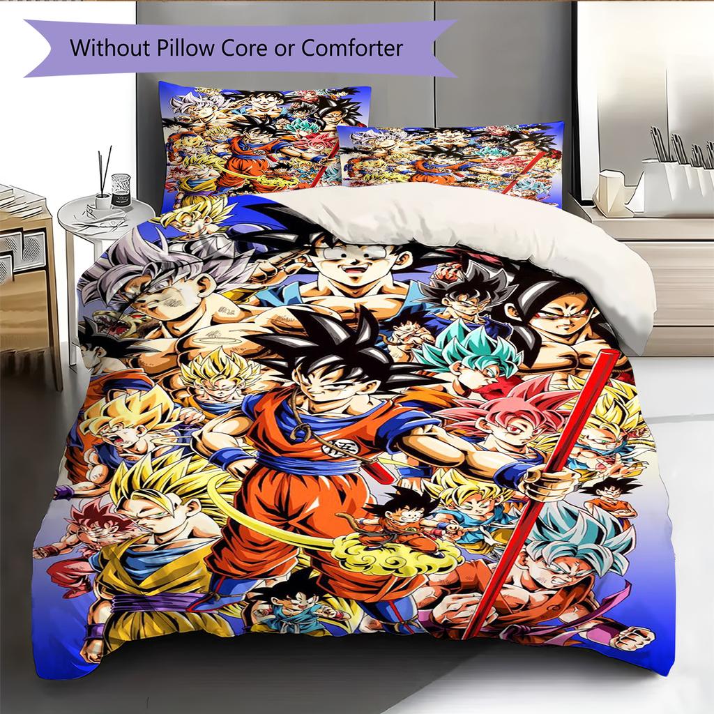 Set cu cuvertură și fețe de pernă cu model de desene animate Decorare casă Cadou de ziua de naștere (1 * husă de pilotă + 2 * fețe de pernă, fără miez)