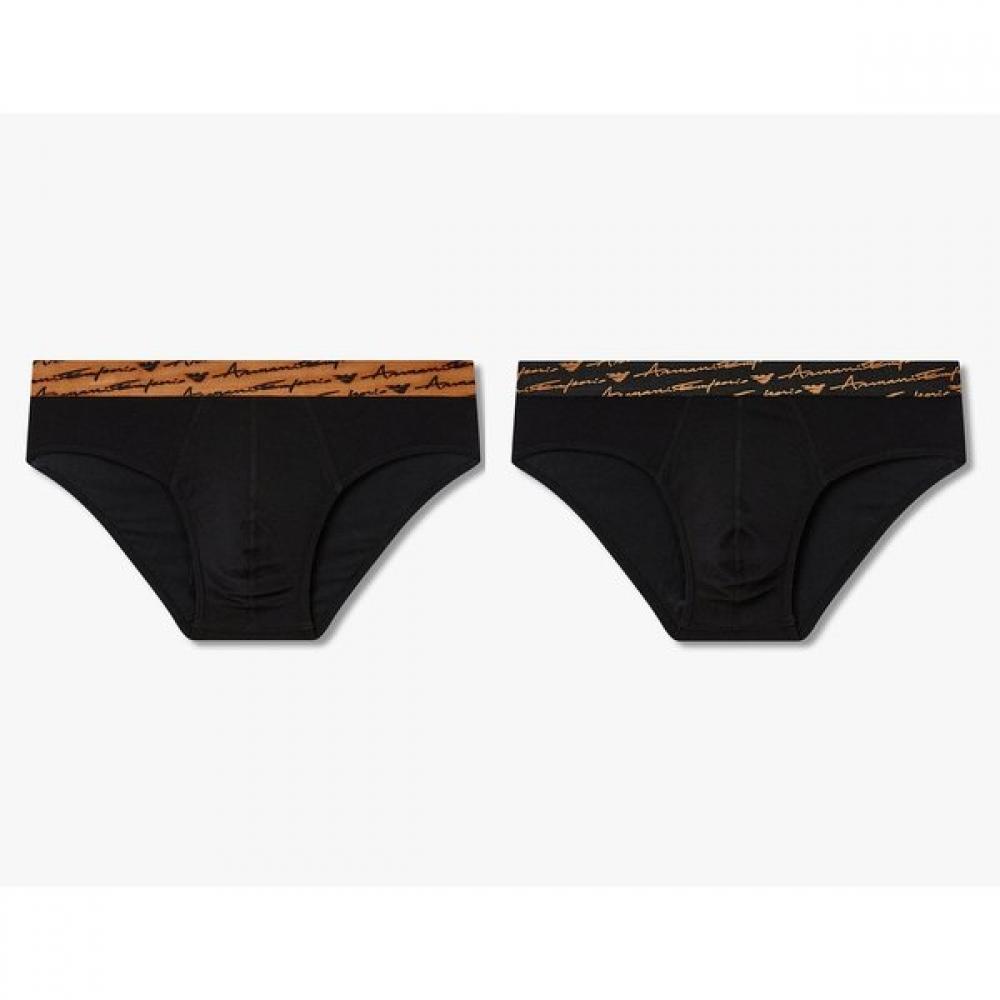 

Emporio Armani Cursive Logo Solid Banding Brief Set 2pc 0815311054 0815311055 L(105)