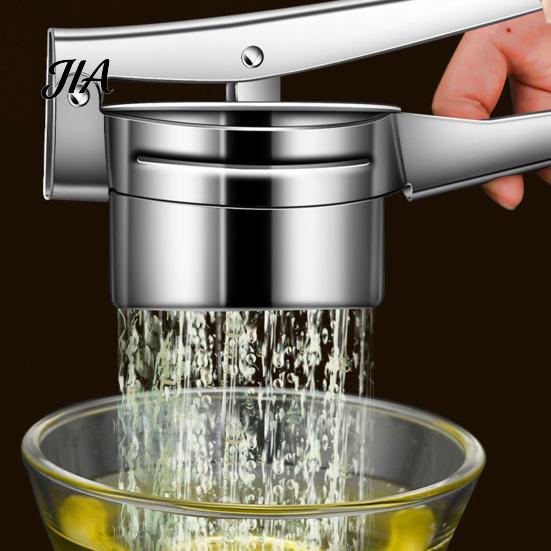Manual Potato Ricer Stainless Steel with T-shaped Handle, Handheld Garlic Easy Squeeze Lever Juicer Press, Multifunctional Kitchen Tool for