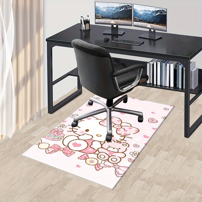 

1pc Hello Kitty Cute Cartoon Office Desk Mat Under Chair Rug Gift Universal Anti-Slip Floor Carpet for Room Bedroom Living Room Study Table 60cm by 90cm