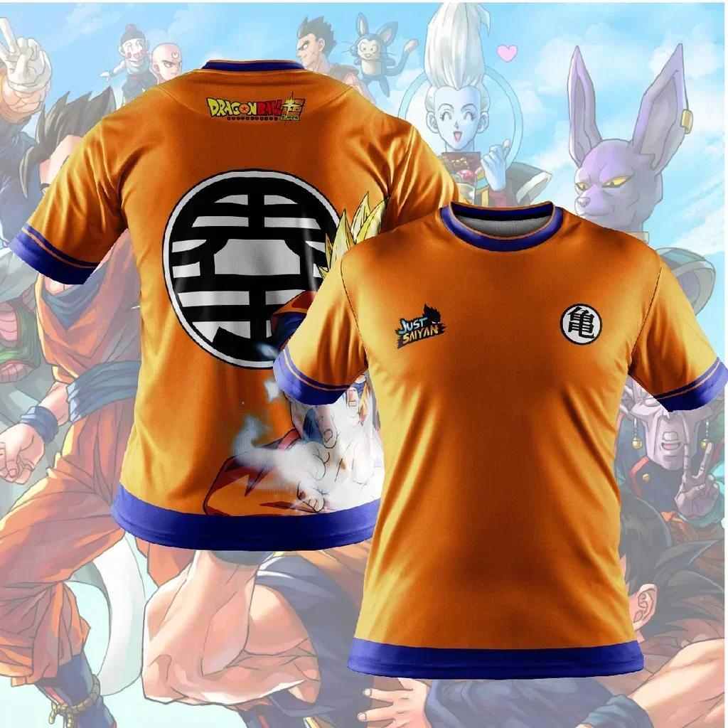 

2026 Сон Гоку Супер Сайян Оверсайз Футболки Мужская Одежда Короткий Рукав Dragon Ball Z Футболка Белая Дышащий Джерси S