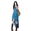Retro Floral Spaghetti Strap Summer Dress for Women - Irregular, Waist-Cinching A-Line Design