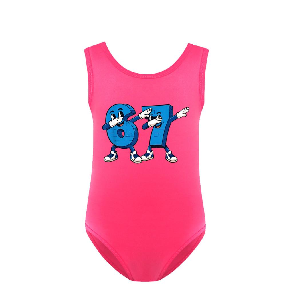 

5226 Kids Girls Cartoon Steal a Brainrot 67 Six Seven Print Ruffle Swimsuit Swimming One-piece Bodysuit Swimwear 160cm