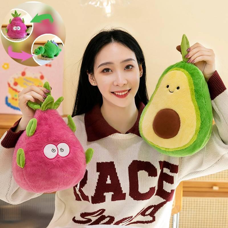 Flip Creative Plush Toy Pitaya Into Dinosaur Doll Avocado Into Cow Gift Birthday
