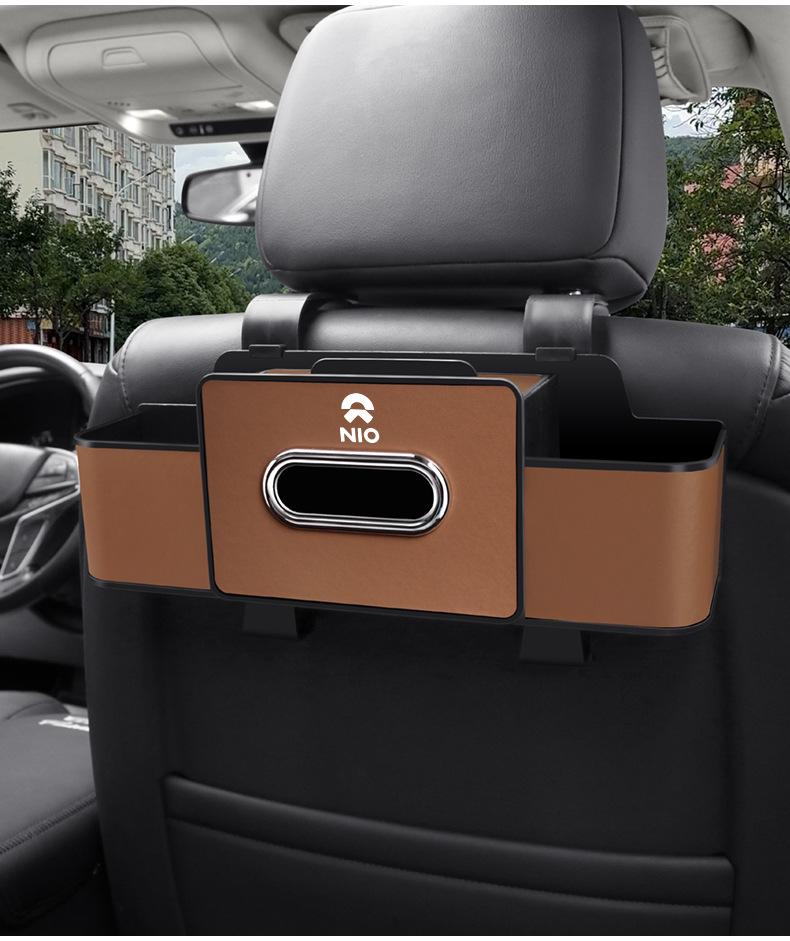 Compatible with 23 Nio ES6, ES7, ET7 Models: Rear Seat Storage Box with Cup Holder and Tissue Box.