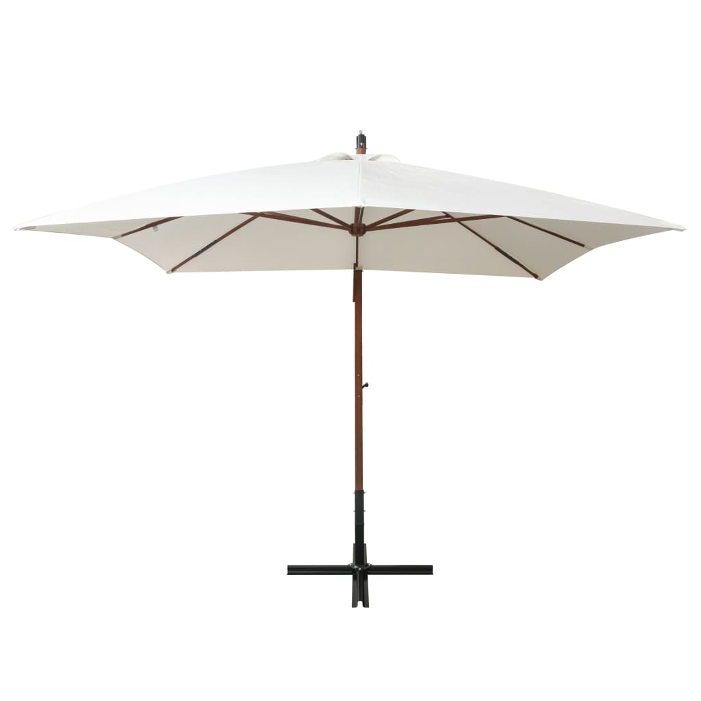 Umbrella 300x300 Cm Wooden Mast White