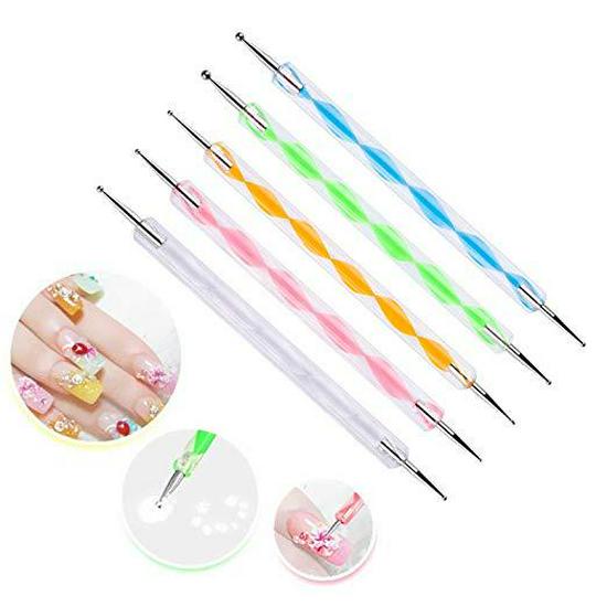 5-Piece Double-Ended Crystal Spiral Dotting Nail Art Set