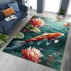 2026 New Retro Koi Fish Lotus 3D Carpet Rug for Bedroom Living Room Sofa Home Doormat Decor,Large Kids Play Non-slip Floor Mat