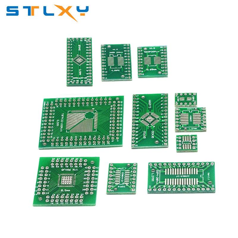 10pcs PCB Board Kit SMD Turn To DIP Adapter Converter Plate SOP MSOP SSOP TSSOP SOT23 8 10 14 16 20 28 SMT To DIP