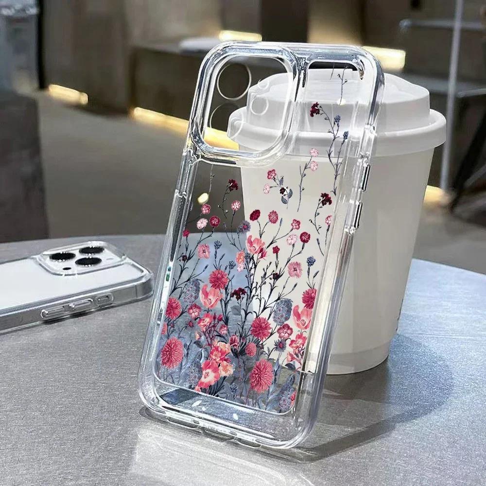 Funda suave y transparente para iPhone 11, iPhone 13, 14, 12, 15 Pro Max, XS Max, XR, X, 7, 8 Plus, SE, a prueba de golpes, con diseño de flores