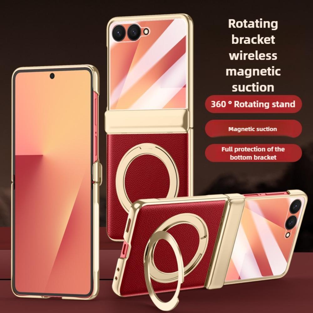 360° Rotating For Magsafe Magnetic Holder Phone Case with HD Screen Protector for Samsung Galaxy Z Flip 7 Flip7 5G Hinge Cover