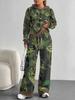 Outdoor Camouflage Style European and American Autumn/winter Casual Long-sleeve Set, Women's Hooded Sweatshirt and Long Pants Two-piece Set