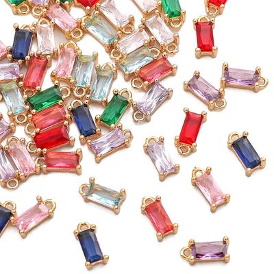 Ciondolo a sospensione in zirconio colorato rettangolare in rame da 2 pezzi per gioielli fai-da-te che realizzano accessori artigianali