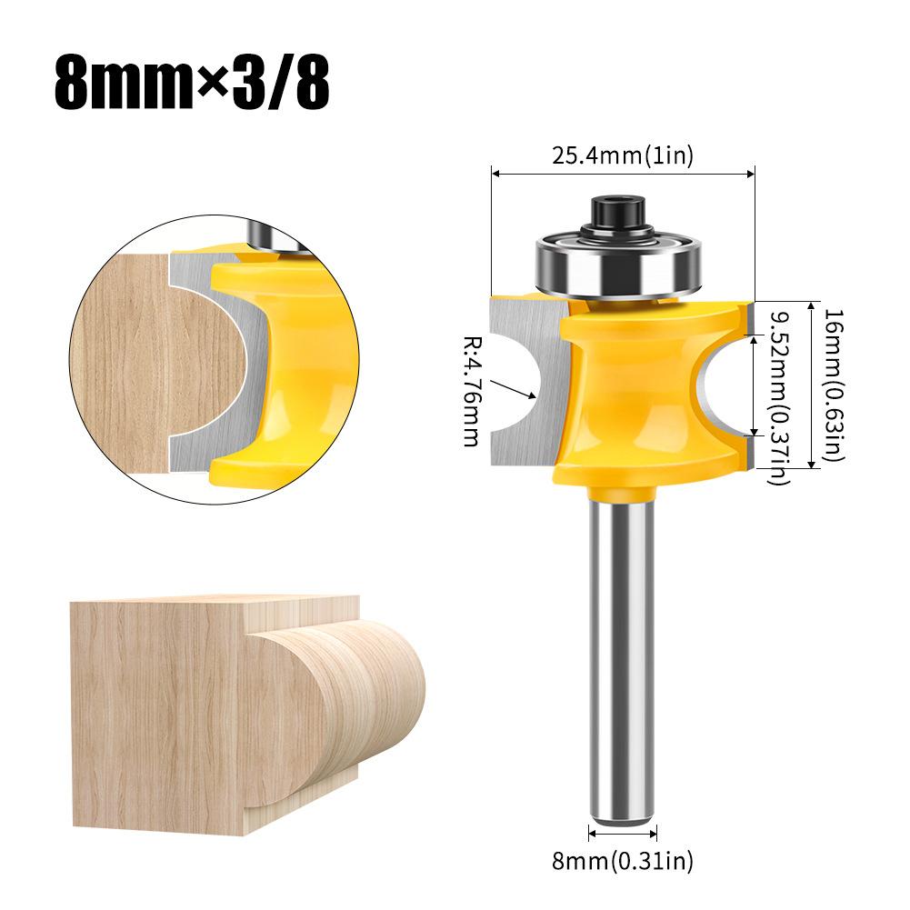 High-Grade 8-Handle Bearing Positive Semicircular Cutter Ball Milling Cutter Wooden Stick Milling Cutter Positive Semicircular