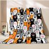 Cute Cat Print Blanket Home Travel Camping Blanket Single Layer Flannel Shawl Blanket Soft Cartoon Fleece Blanket