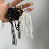 Stylish Imitation Pearls Beaded Bowknot Shaped Keychain Bag Ornament Butterfly Knot Jewelry for Purses and Accessories