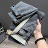 Men's Gray Denim Jeans, 2024 New Model, Straight Fit, Slim Fit, Casual Long Pants for Spring and Autumn