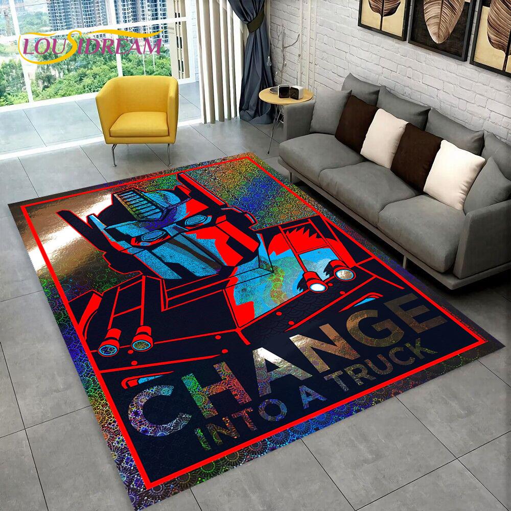 3D Transformers Cartoon Autobots Teppich für Zuhause Wohnzimmer Schlafzimmer Sofa Fußmatte Dekoration, Kinderzimmer Teppich Rutschfeste Bodenmatte Geschenk