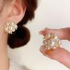 Niche fashion design sense pearl flower ball stud earrings temperament sweet and versatile exquisite tide earrings