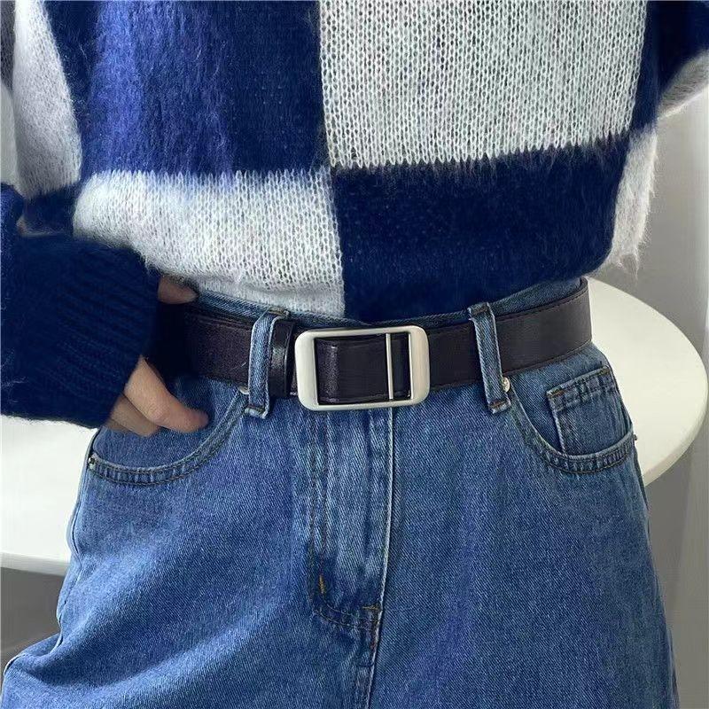 Durable Simple Design Vintage Black Pu Jeans Belt Perfect For Men And Women