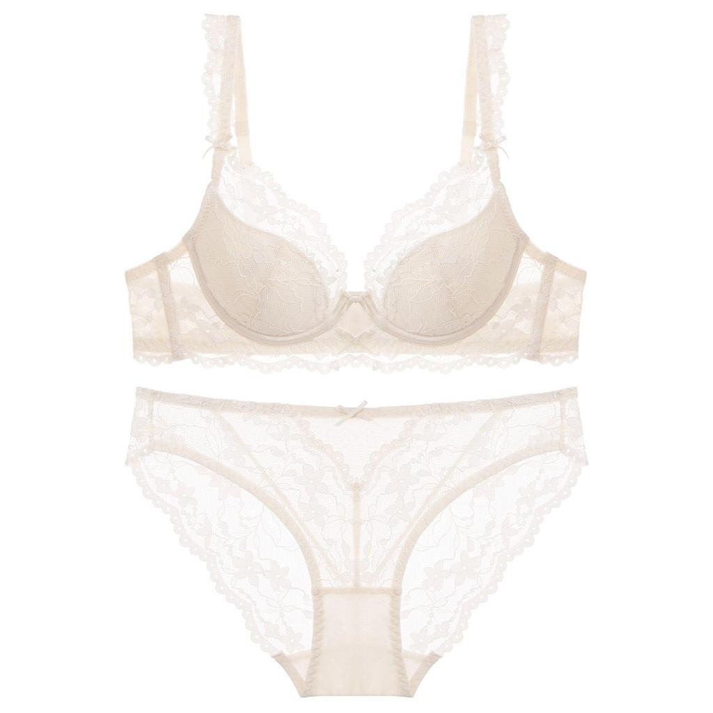 Nuovo Set Lingerie da Donna in Pizzo con Ricami di Fiori Sexy Vuoto Coppa Sottile Push Up Estate Comfort Intimo Reggiseni con Spalline Regolabili