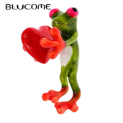Broche de aleación con forma de ranita con forma de corazón, estilo retro, sencillo y esmaltado, para mujer, hombre, traje, abrigo, regalos de Año Nuevo