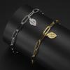 My Shape Hollow Leaves Bracelets Stainless Steel for Women Girls Gifts Plant Leaf Pendant Chain Hand Chain Bangle Summer Jewelry