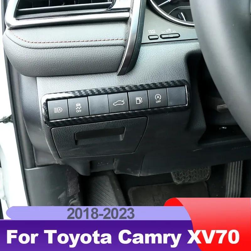 ABS Car Headlight Lamp Switch Frame Decoration Trim Stickers For Toyota Camry 2018 70 XV70 Accessories