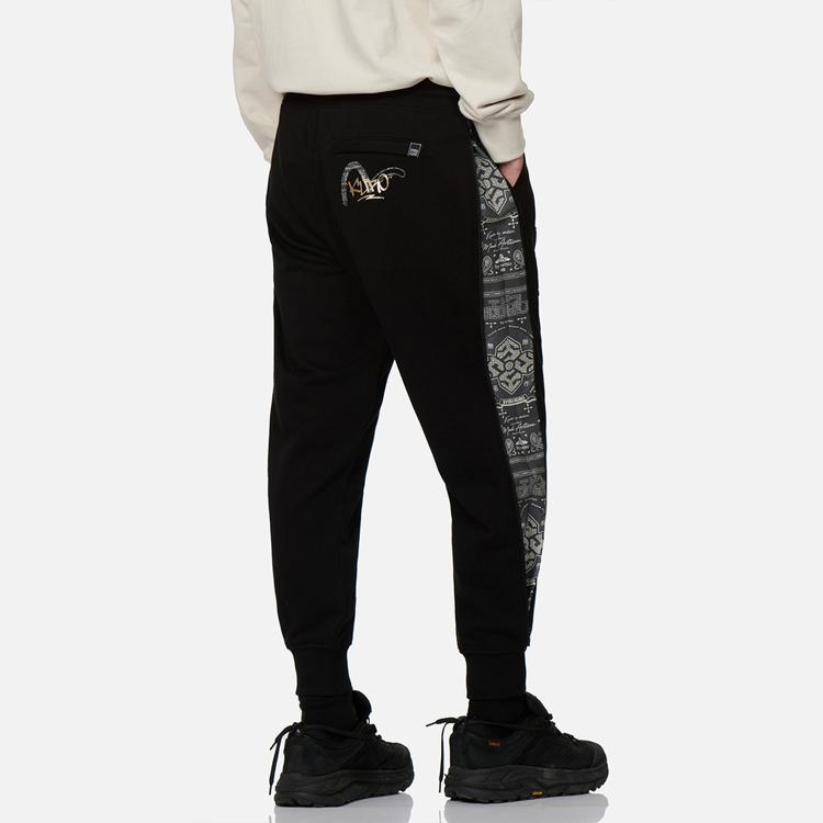 Evisu Logo Side Zipper Sweatpants Men bottoms Black 2EAGNM2SP461STCT