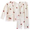 Women's Thick Flannel V-Neck Pajama Set - Warm Long Sleeve Cardigan Style for Home or Outdoors