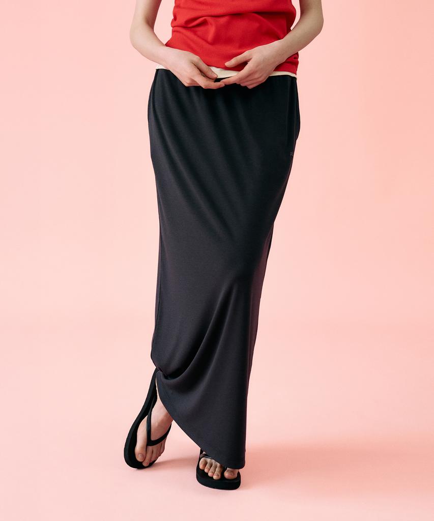 Mangomaenipeullijeu [Routine] York Banding Skirt_Charcoal