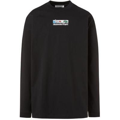 ONITSUKA TIGER Cartoon Alphabet Print Loose Casual Long Sleeve T-Shirt Unisex Tops Black 2183A796-001