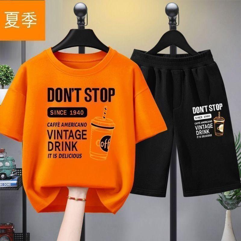 Boys' Summer Set Loose Children's Clothing Printed Fashion Two piece Set