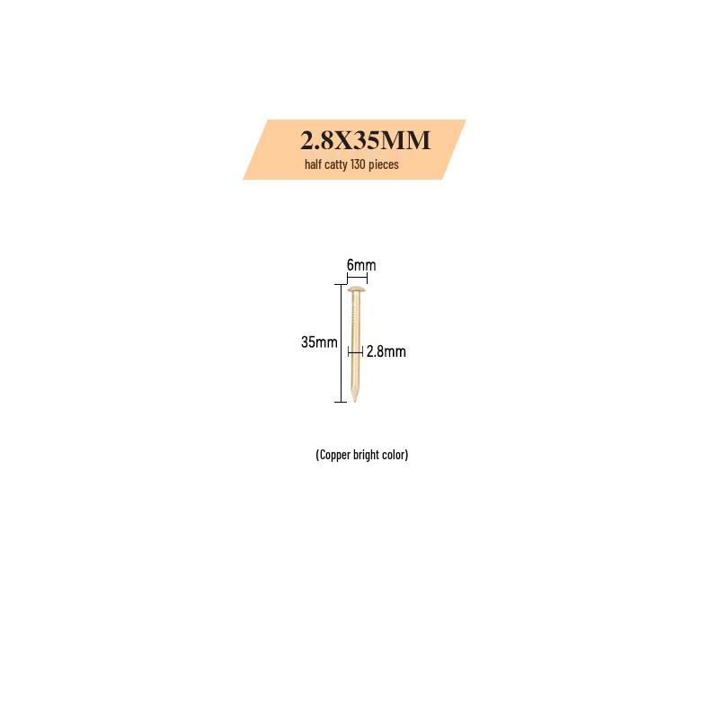 Antique Brass Round Head Copper Nails for Hinges & Decorative Use, Golden Finish, Small Size