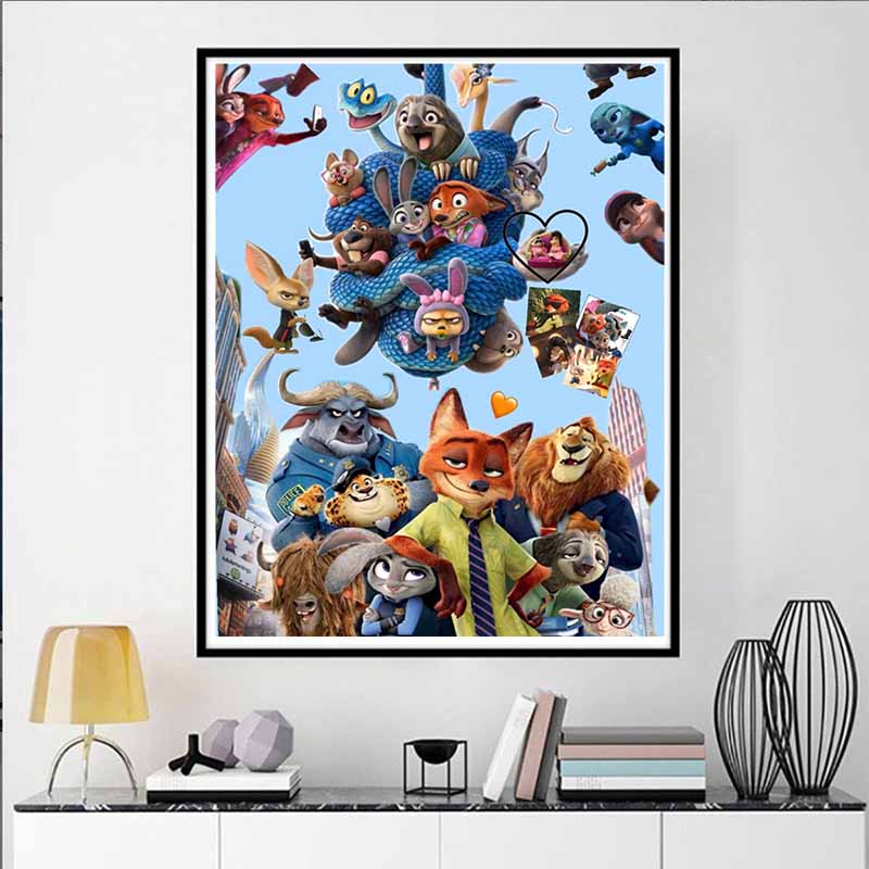 Disney 5D DIY Diamond Painting Zootopia Main Character Illustrations Embroidered Mosaic Cross Stitch Home Decor Gifts Crafts