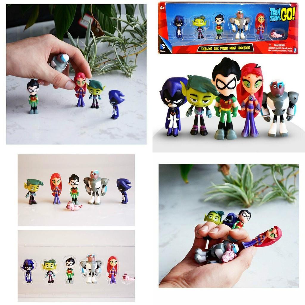 Vibrant Teen Titans Go Figure Set Featuring Robin Raven Beast Boy Starfire Collectibles