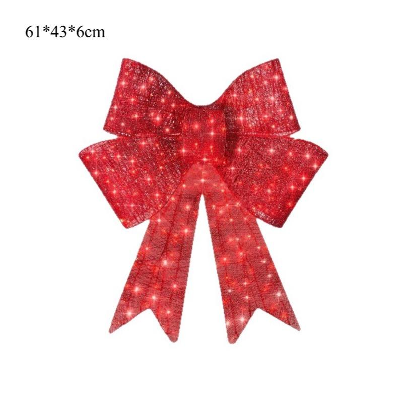 For Lawns Tree Decoration Outdoor LED Bow Red Easy Install Christmas Decor Outdoor Festive Plastic Construction