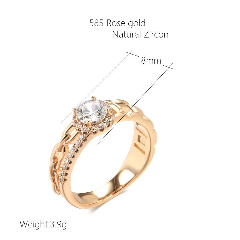 New Rose Gold Color Bride Wedding Ring Fashion Natural Zircon Crystal Rings For Women Modern Party Daily Jewelry