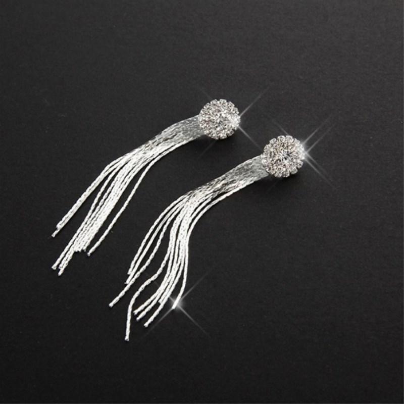 Korean Fashion Personality Temperament Crystal Tassel Earrings Bridal Ear Zircon For Women Long Oorbellen