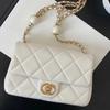 New real sheepskin small bag women's fashion shoulder crossbody small square bag double pearl light luxury dumpling chain bag