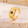 Gold-Plated Titanium Steel Open Ring with Retro Geometric Design