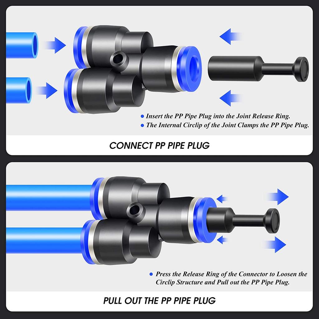4-16mm Quick Plug Plug Push Fit Plug Pneumatic Plug Fitting Quick Blanking Hose Fitting Garden Irrigation Seal Fitting 2pcs