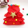 Christmas Pet Outfit Red/Green Pet Cloak with Star And Pom Poms Puppy