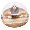 Wood Cake Stand Multi Function Round Cake Plate with Transparent Lid for Fruits Desserts Cheese