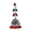 Estele Rhodium Plated Oxidised Gorgeous Jhumka Earrings with Red & Green Enamel for Women