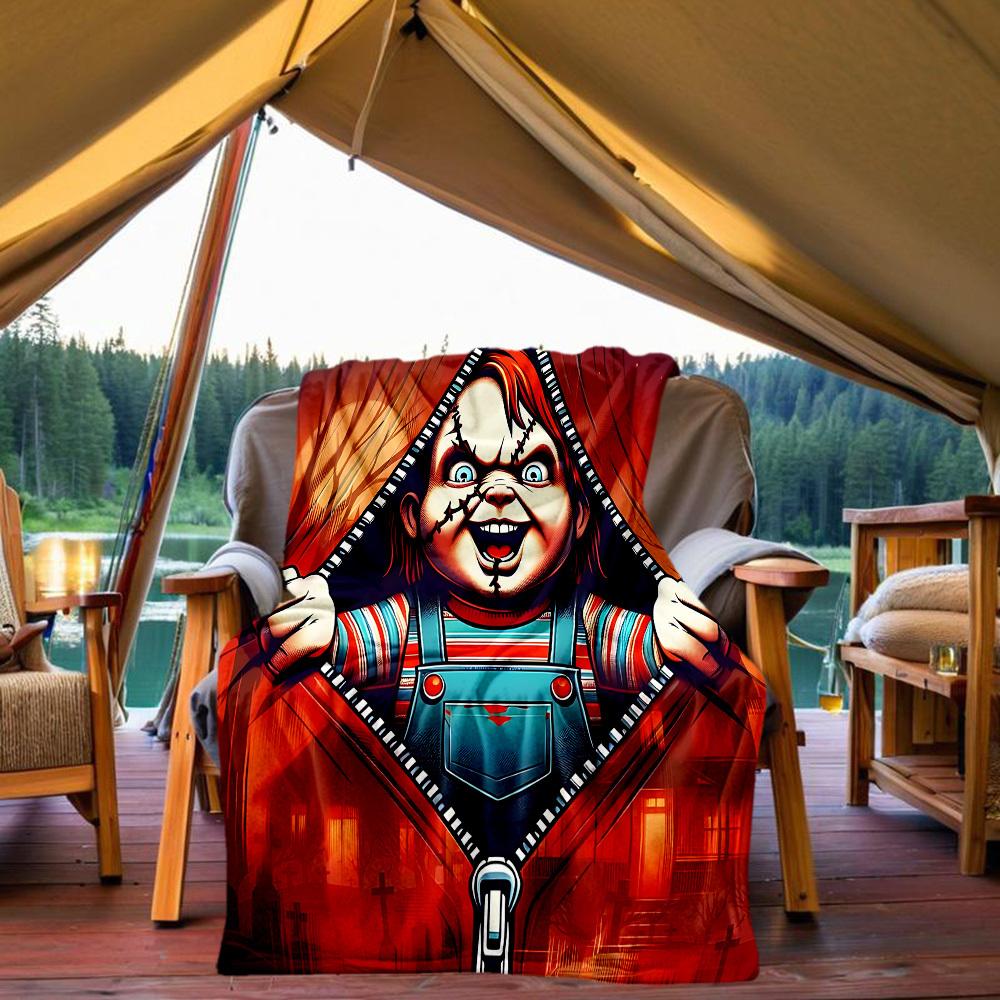 1PC Child's Play Chucky Outdoor Flannel Throw Blanket - HD Printed Lightweight Soft Warm All-Season Blanket for Sofa, Bed, Travel, Camping 109