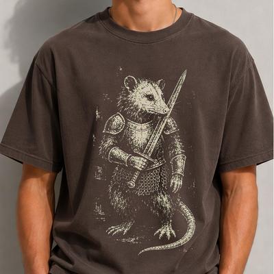 Comfort Colors Warrior Opossum Shirt, Medieval Knight Possum Tee, Fantasy Opossum Tee, DnD Gift, Renaissance Fair Tee, Woodland Warrior Tee