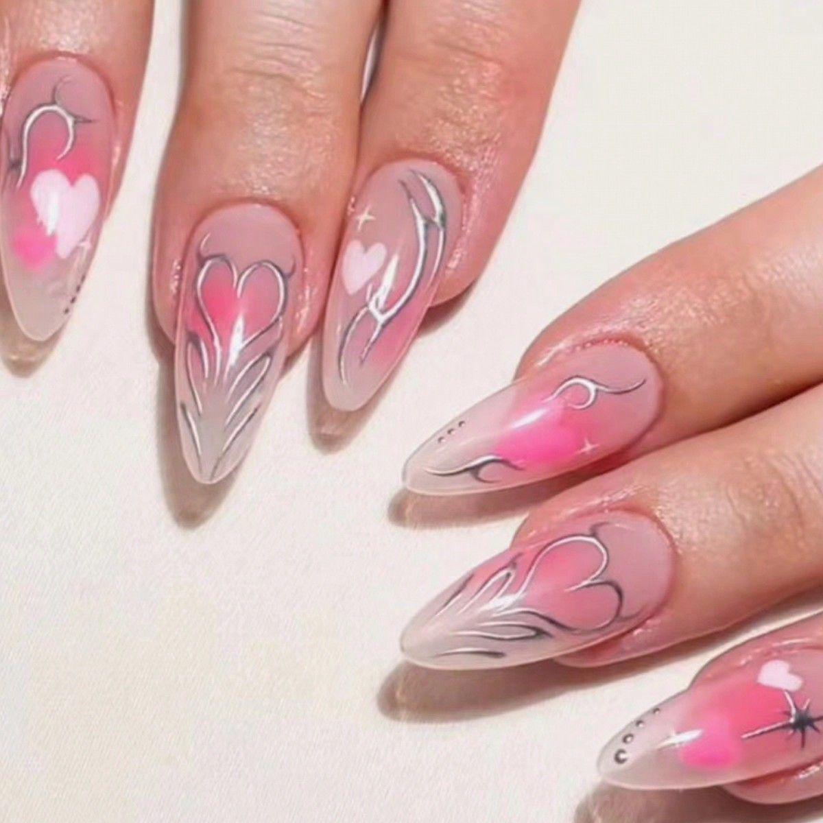 

Heart Design Nail Art: Transparent Ice Foundation Nail Tips