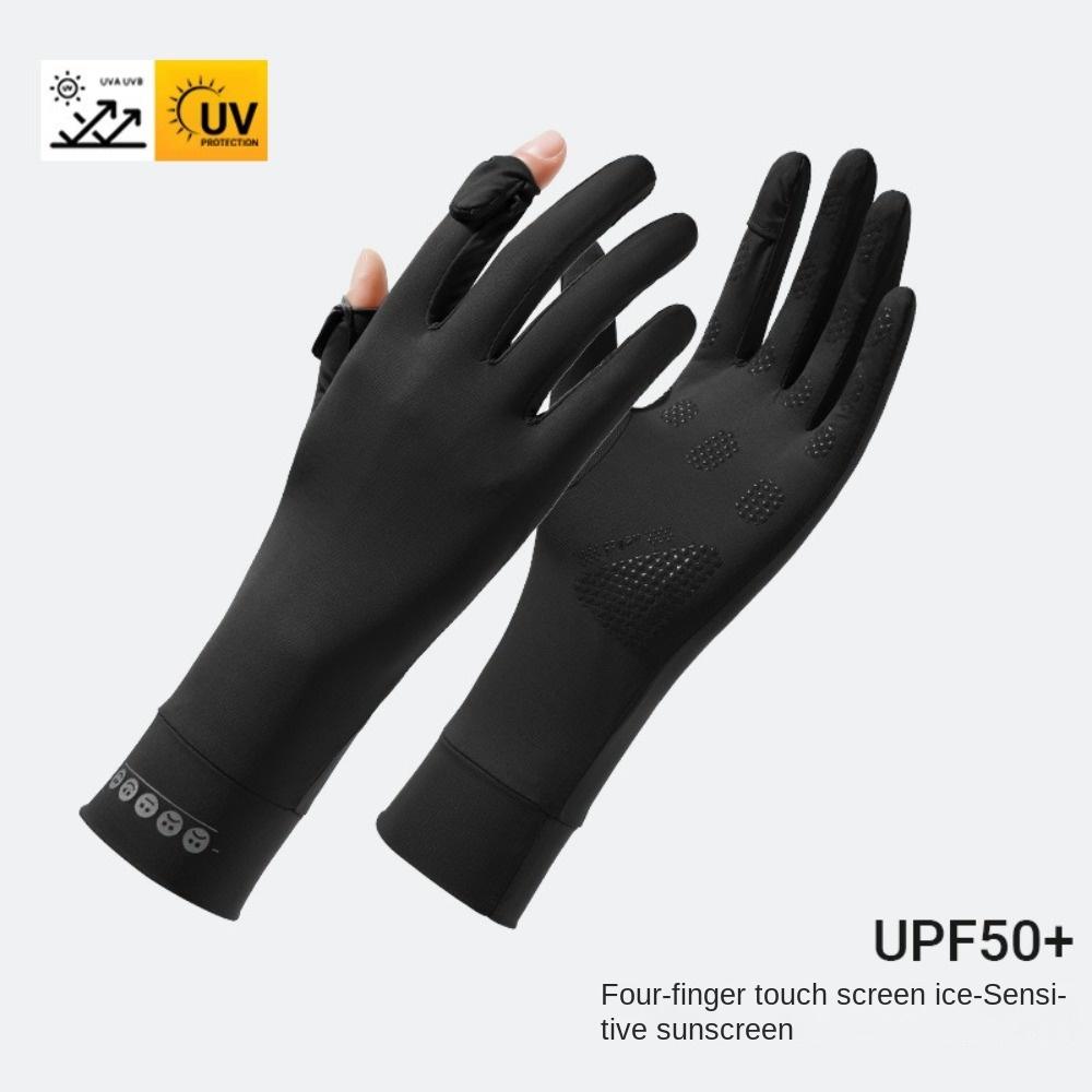 Flip Finger Ice Silk Gloves Touch Screen Riding Driving Gloves New Driving Mittens  Summer